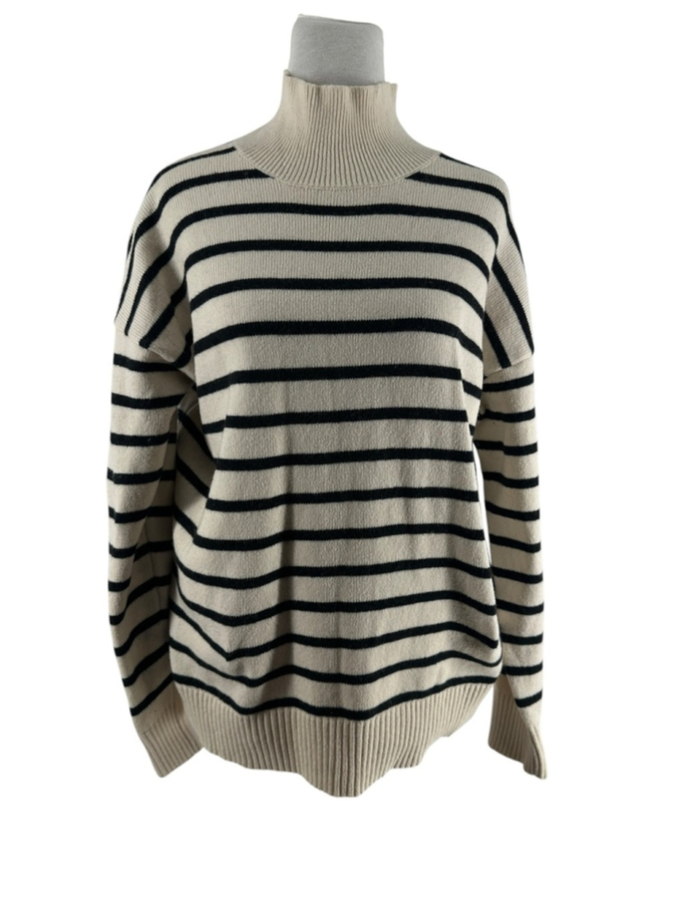 Banana Republic Striped Knit Sweater mock neck nautical costal preppy sz M